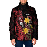 Wales Cymru Am Byth Padded Jacket Welsh Dragon with Celtic Cross - Wonder Print Shop