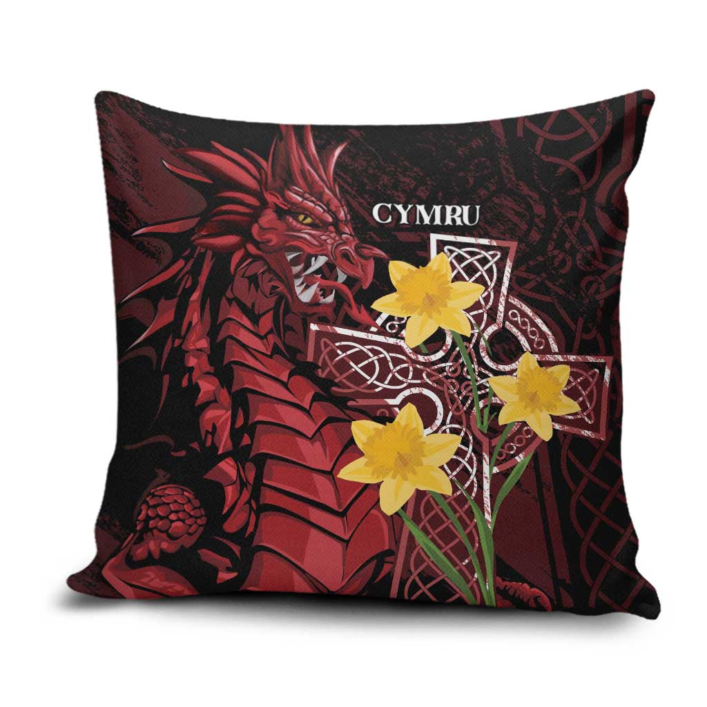 Wales Cymru Am Byth Pillow Cover Welsh Dragon with Celtic Cross - Wonder Print Shop