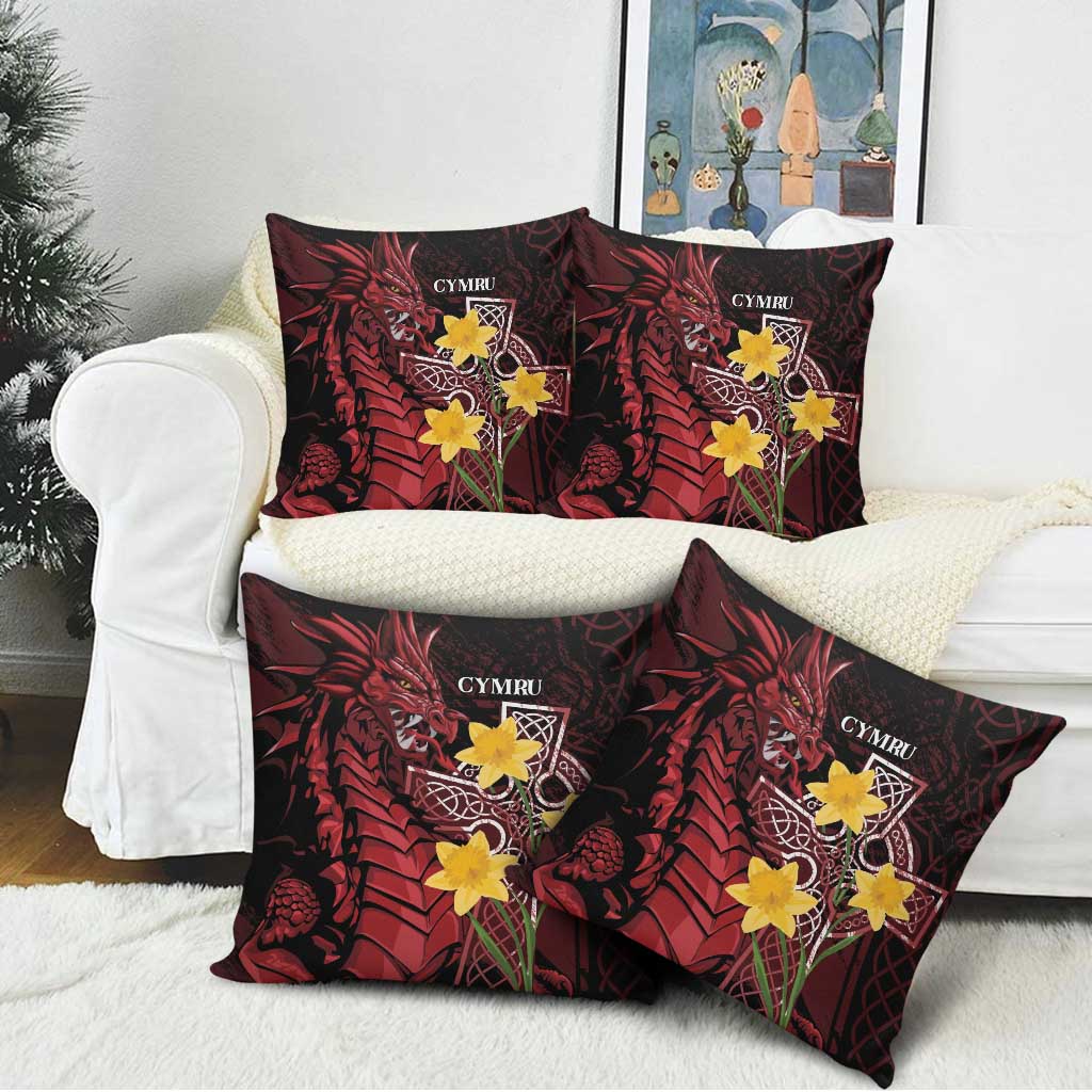 Wales Cymru Am Byth Pillow Cover Welsh Dragon with Celtic Cross - Wonder Print Shop