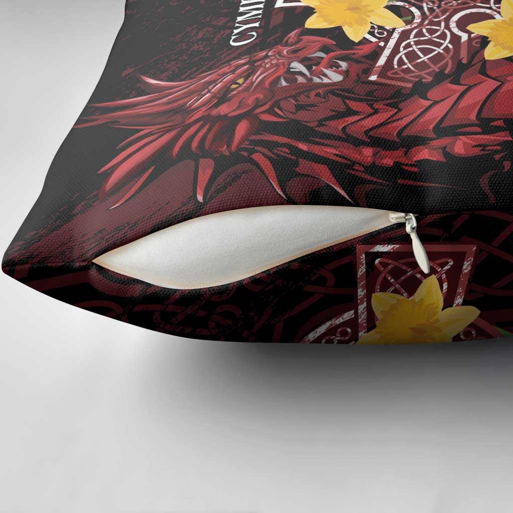 Wales Cymru Am Byth Pillow Cover Welsh Dragon with Celtic Cross - Wonder Print Shop