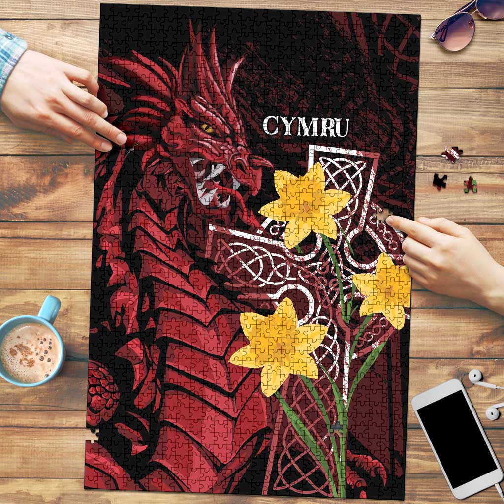 Wales Cymru Am Byth Puzzle Welsh Dragon with Celtic Cross - Wonder Print Shop