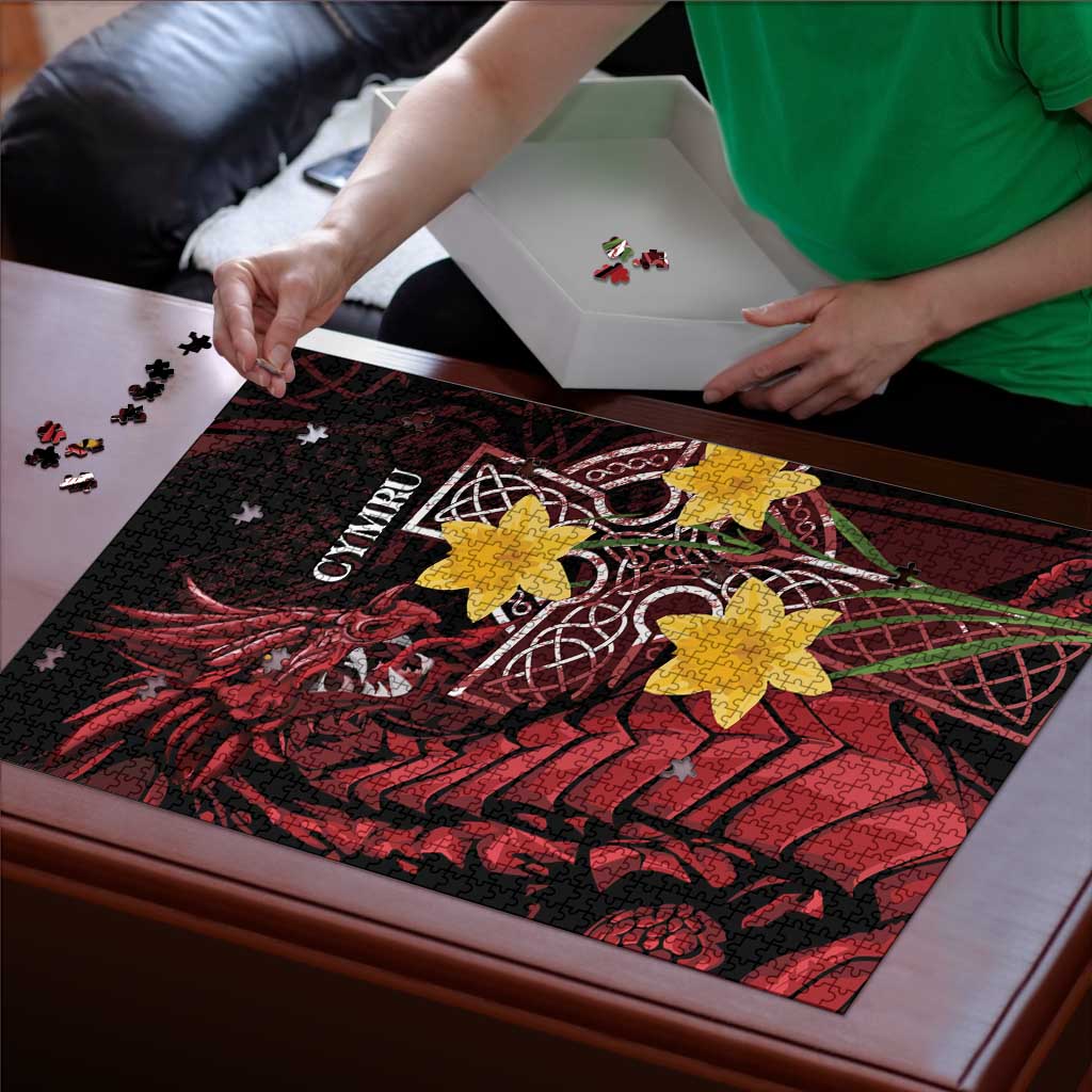 Wales Cymru Am Byth Puzzle Welsh Dragon with Celtic Cross - Wonder Print Shop