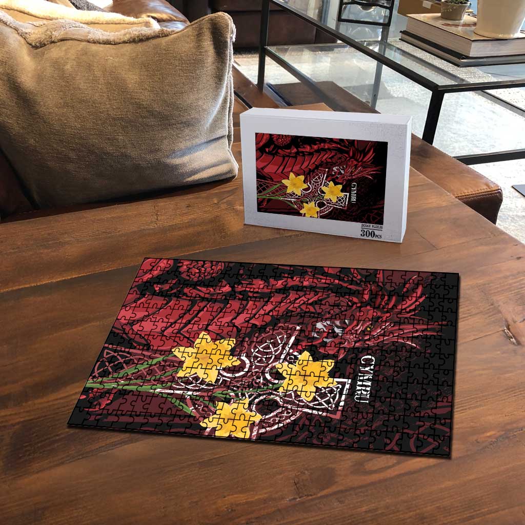 Wales Cymru Am Byth Puzzle Welsh Dragon with Celtic Cross - Wonder Print Shop