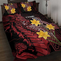 Wales Cymru Am Byth Quilt Bed Set Welsh Dragon with Celtic Cross - Wonder Print Shop