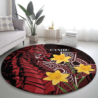 Wales Cymru Am Byth Round Carpet Welsh Dragon with Celtic Cross - Wonder Print Shop