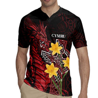 Wales Cymru Am Byth Rugby Jersey Welsh Dragon with Celtic Cross - Wonder Print Shop
