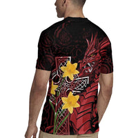 Wales Cymru Am Byth Rugby Jersey Welsh Dragon with Celtic Cross - Wonder Print Shop