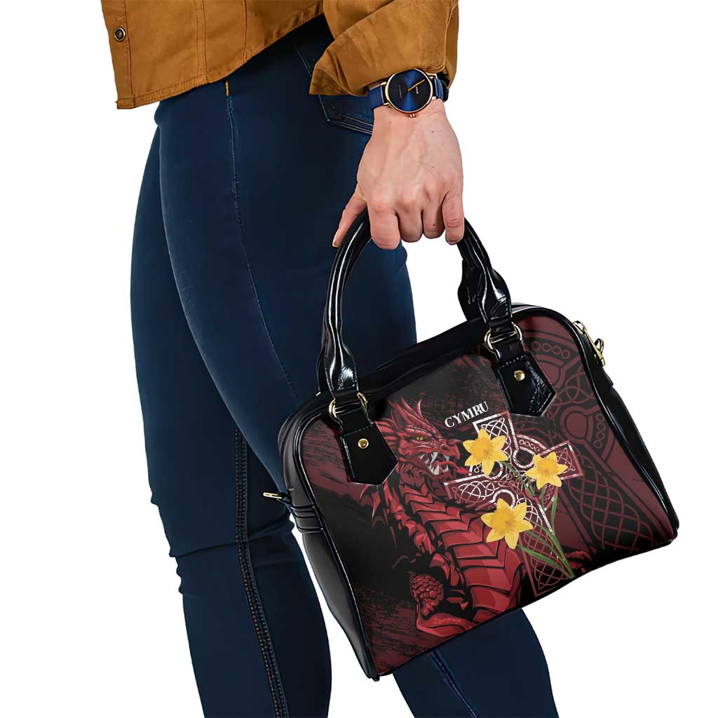 Wales Cymru Am Byth Shoulder Handbag Welsh Dragon with Celtic Cross - Wonder Print Shop