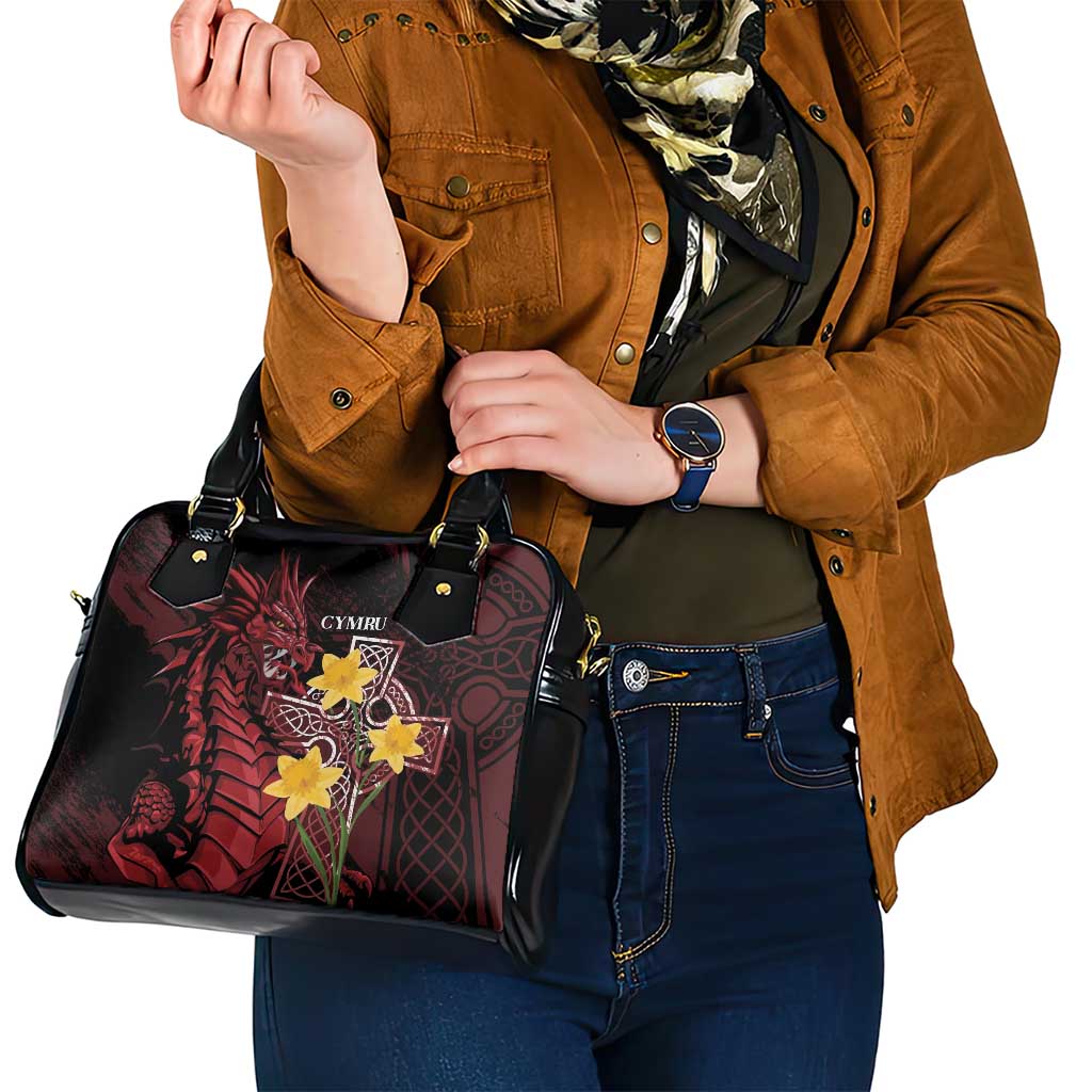Wales Cymru Am Byth Shoulder Handbag Welsh Dragon with Celtic Cross - Wonder Print Shop