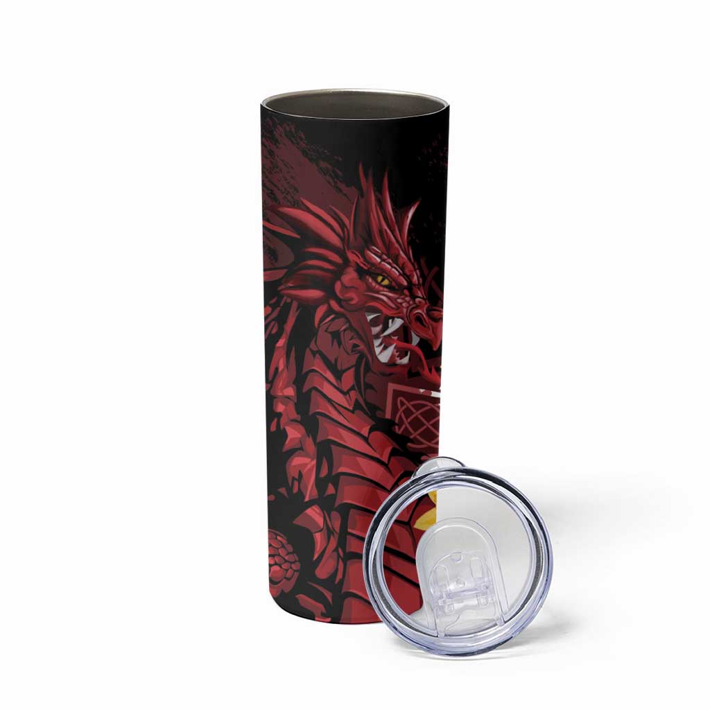 Wales Cymru Am Byth Skinny Tumbler Welsh Dragon with Celtic Cross - Wonder Print Shop