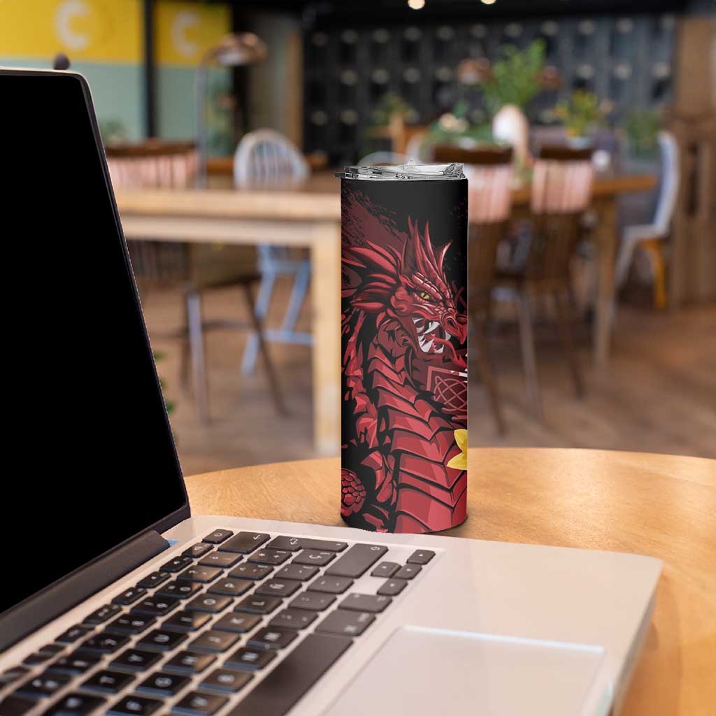 Wales Cymru Am Byth Skinny Tumbler Welsh Dragon with Celtic Cross - Wonder Print Shop