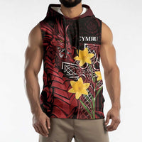 Wales Cymru Am Byth Sleeveless Hoodie Welsh Dragon with Celtic Cross - Wonder Print Shop