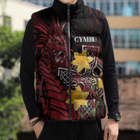 Wales Cymru Am Byth Sleeveless Puffer Jacket Welsh Dragon with Celtic Cross - Wonder Print Shop