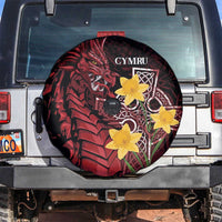 Wales Cymru Am Byth Spare Tire Cover Welsh Dragon with Celtic Cross - Wonder Print Shop