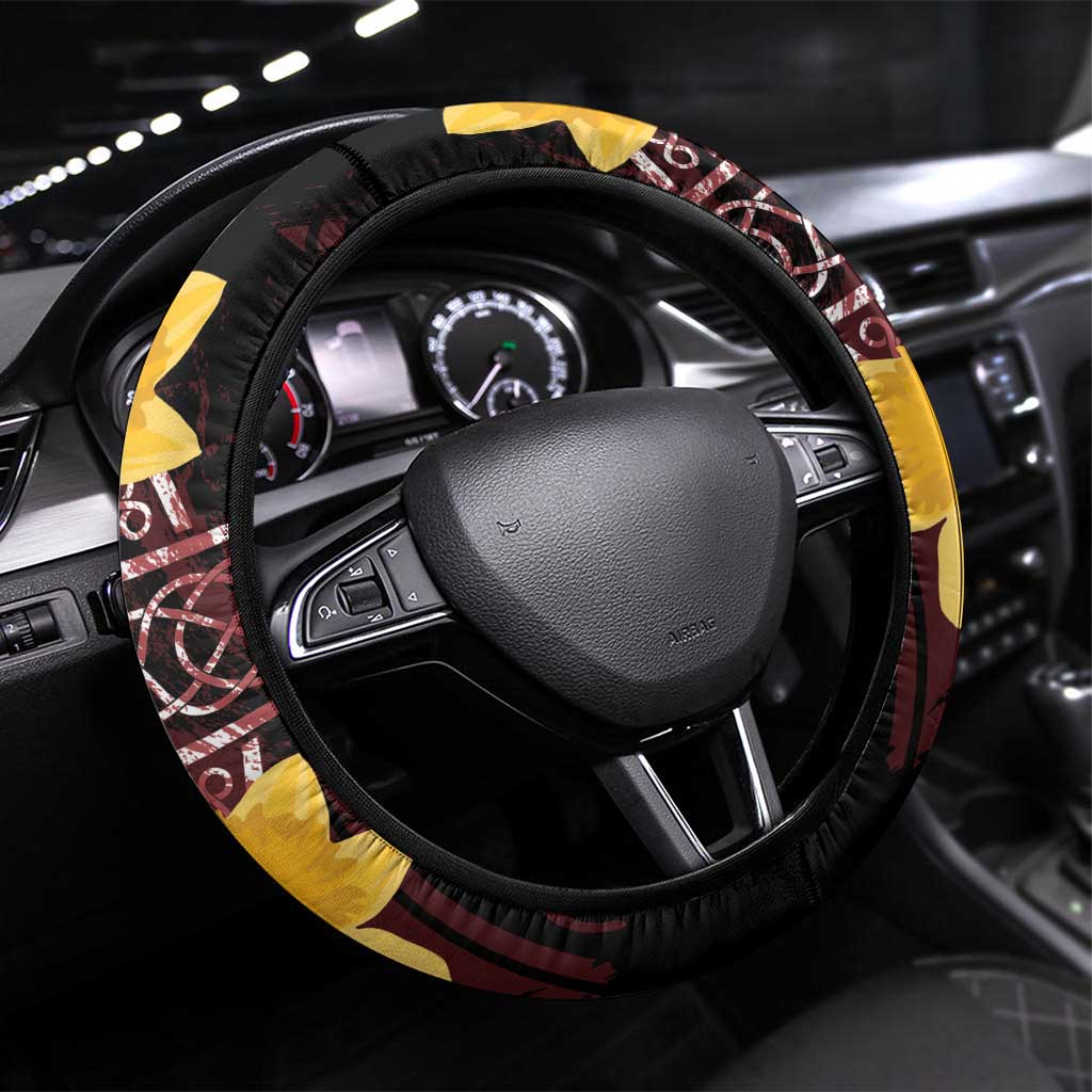 Wales Cymru Am Byth Steering Wheel Cover Welsh Dragon with Celtic Cross - Wonder Print Shop