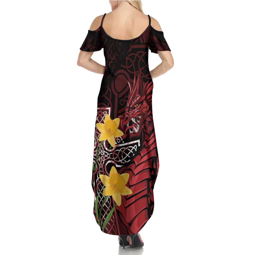 Wales Cymru Am Byth Summer Maxi Dress Welsh Dragon with Celtic Cross - Wonder Print Shop