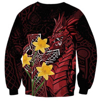 Wales Cymru Am Byth Sweatshirt Welsh Dragon with Celtic Cross - Wonder Print Shop