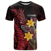 Wales Cymru Am Byth T Shirt Welsh Dragon with Celtic Cross - Wonder Print Shop