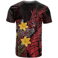 Wales Cymru Am Byth T Shirt Welsh Dragon with Celtic Cross - Wonder Print Shop