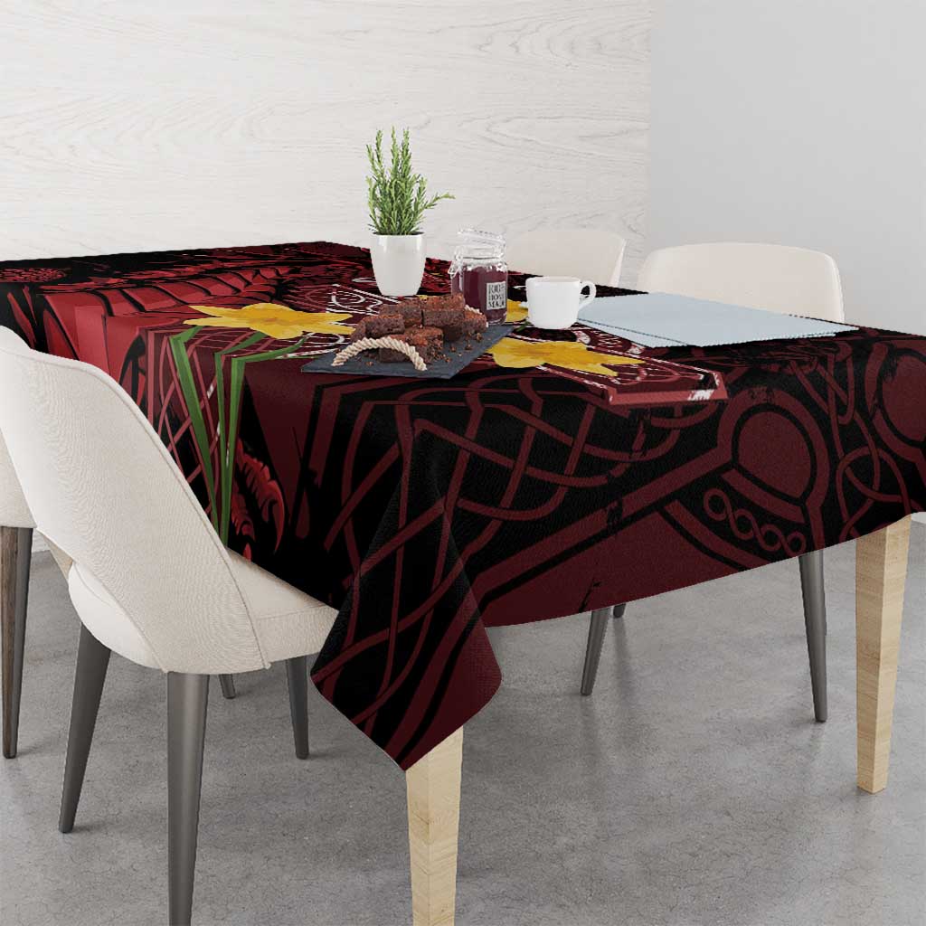 Wales Cymru Am Byth Tablecloth Welsh Dragon with Celtic Cross - Wonder Print Shop