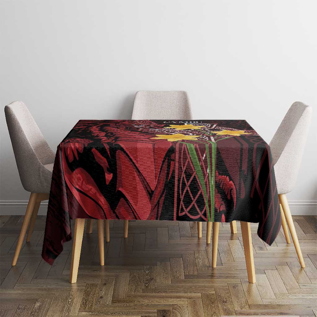 Wales Cymru Am Byth Tablecloth Welsh Dragon with Celtic Cross - Wonder Print Shop