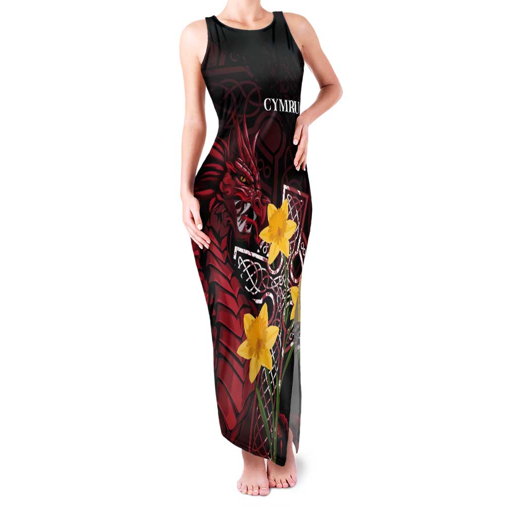 Wales Cymru Am Byth Tank Maxi Dress Welsh Dragon with Celtic Cross - Wonder Print Shop