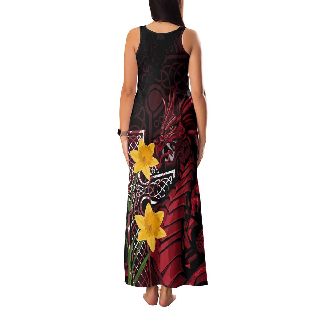 Wales Cymru Am Byth Tank Maxi Dress Welsh Dragon with Celtic Cross - Wonder Print Shop