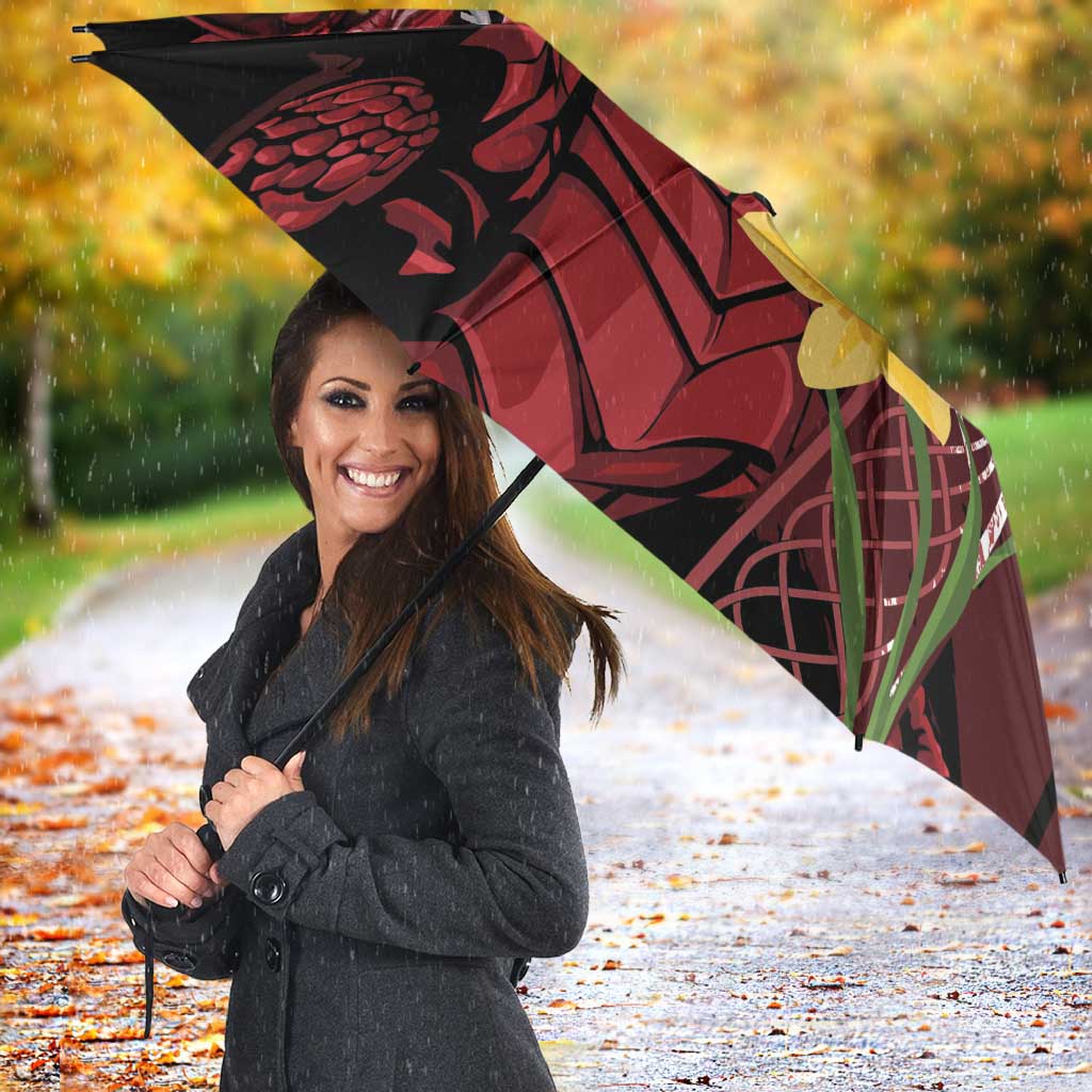 Wales Cymru Am Byth Umbrella Welsh Dragon with Celtic Cross - Wonder Print Shop