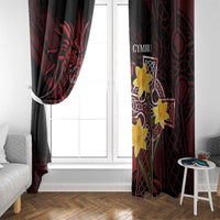 Wales Cymru Am Byth Window Curtain Welsh Dragon with Celtic Cross - Wonder Print Shop