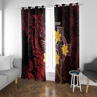 Wales Cymru Am Byth Window Curtain Welsh Dragon with Celtic Cross - Wonder Print Shop