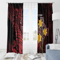 Wales Cymru Am Byth Window Curtain Welsh Dragon with Celtic Cross - Wonder Print Shop
