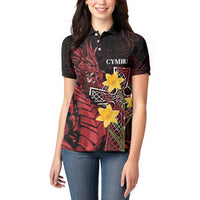 Wales Cymru Am Byth Women Polo Shirt Welsh Dragon with Celtic Cross - Wonder Print Shop