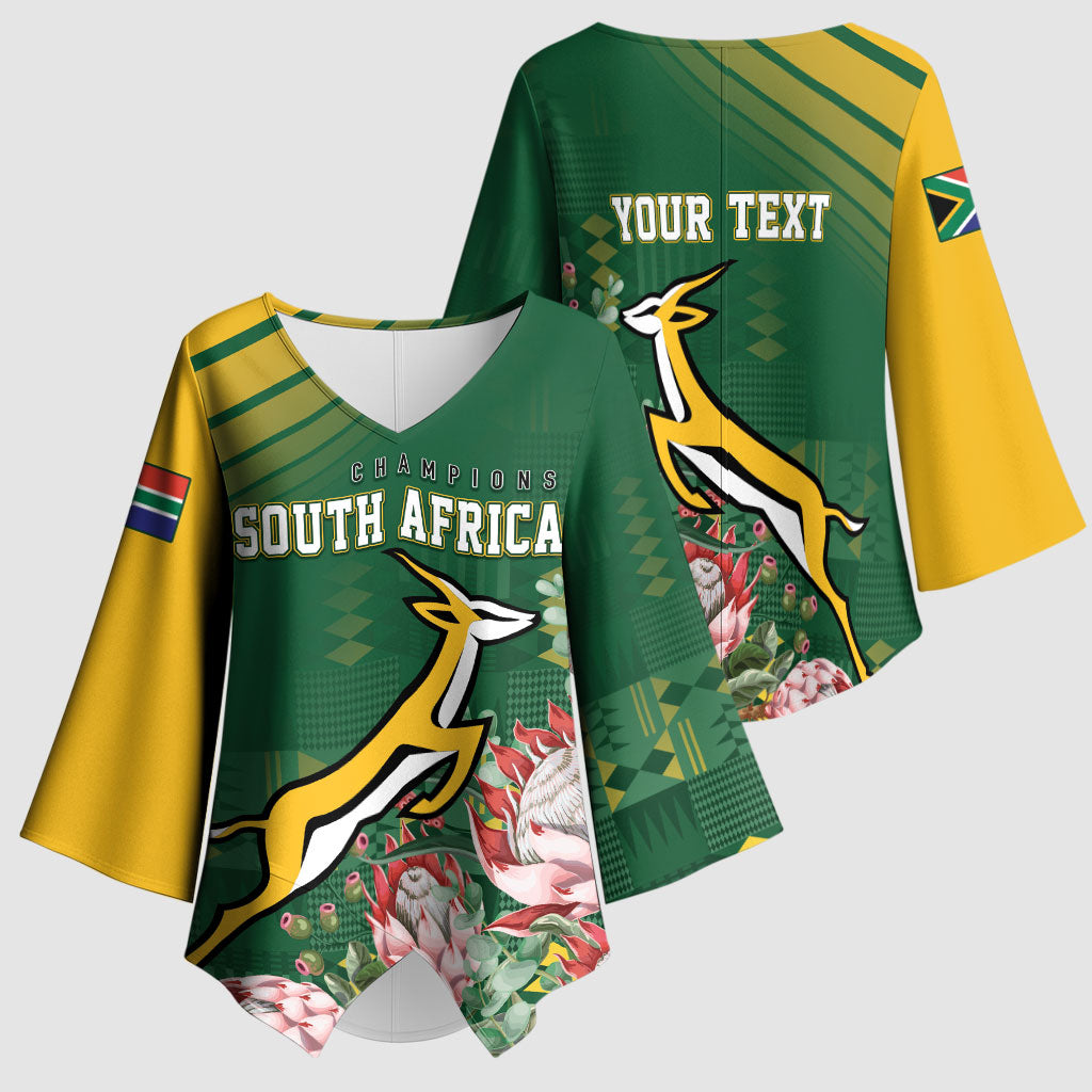 South Africa Rugby Personalized Bokke Champions Kimono Sleeve Blouse