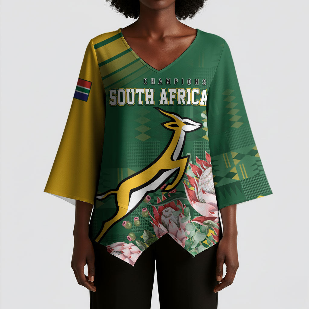 South Africa Rugby Personalized Bokke Champions Kimono Sleeve Blouse