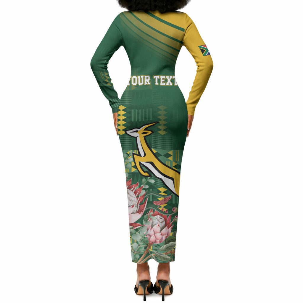 South Africa Rugby Personalized Bokke Champions Long Sleeve Bodycon Dress