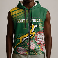 South Africa Rugby Personalized Bokke Champions Sleeveless Zip Hoodie