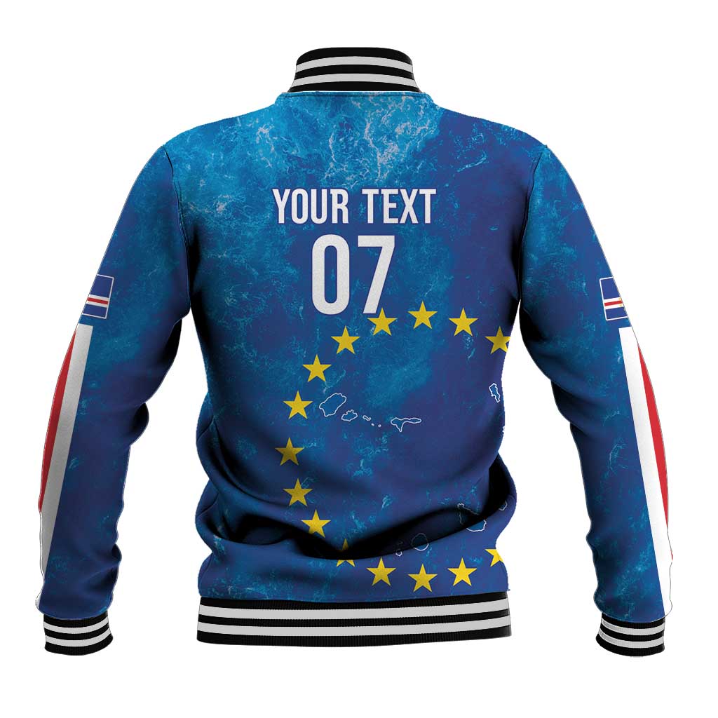 Cape Verde Tubaroes Azuis Custom Baseball Jacket Break The Waves - Wonder Print Shop
