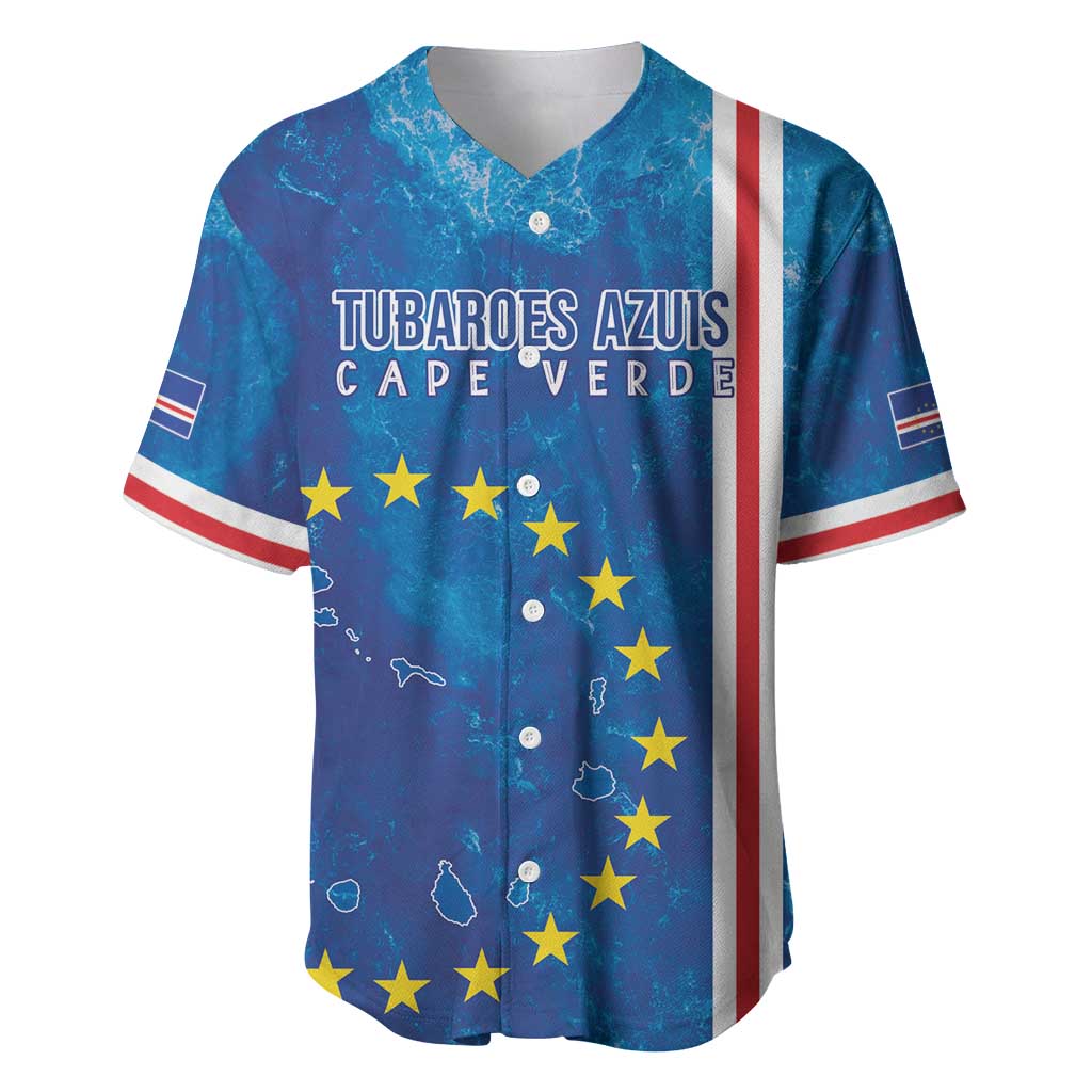 Cape Verde Tubaroes Azuis Custom Baseball Jersey Break The Waves - Wonder Print Shop