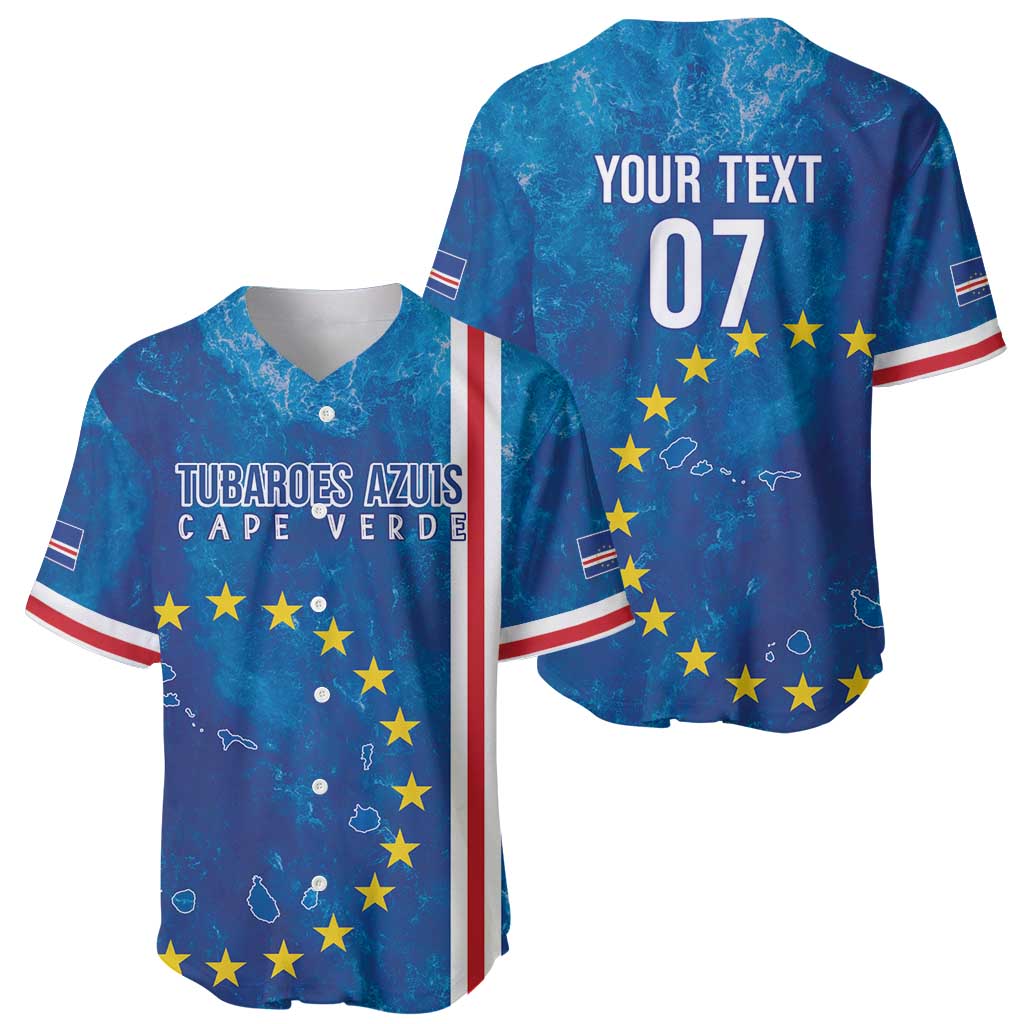 Cape Verde Tubaroes Azuis Custom Baseball Jersey Break The Waves - Wonder Print Shop