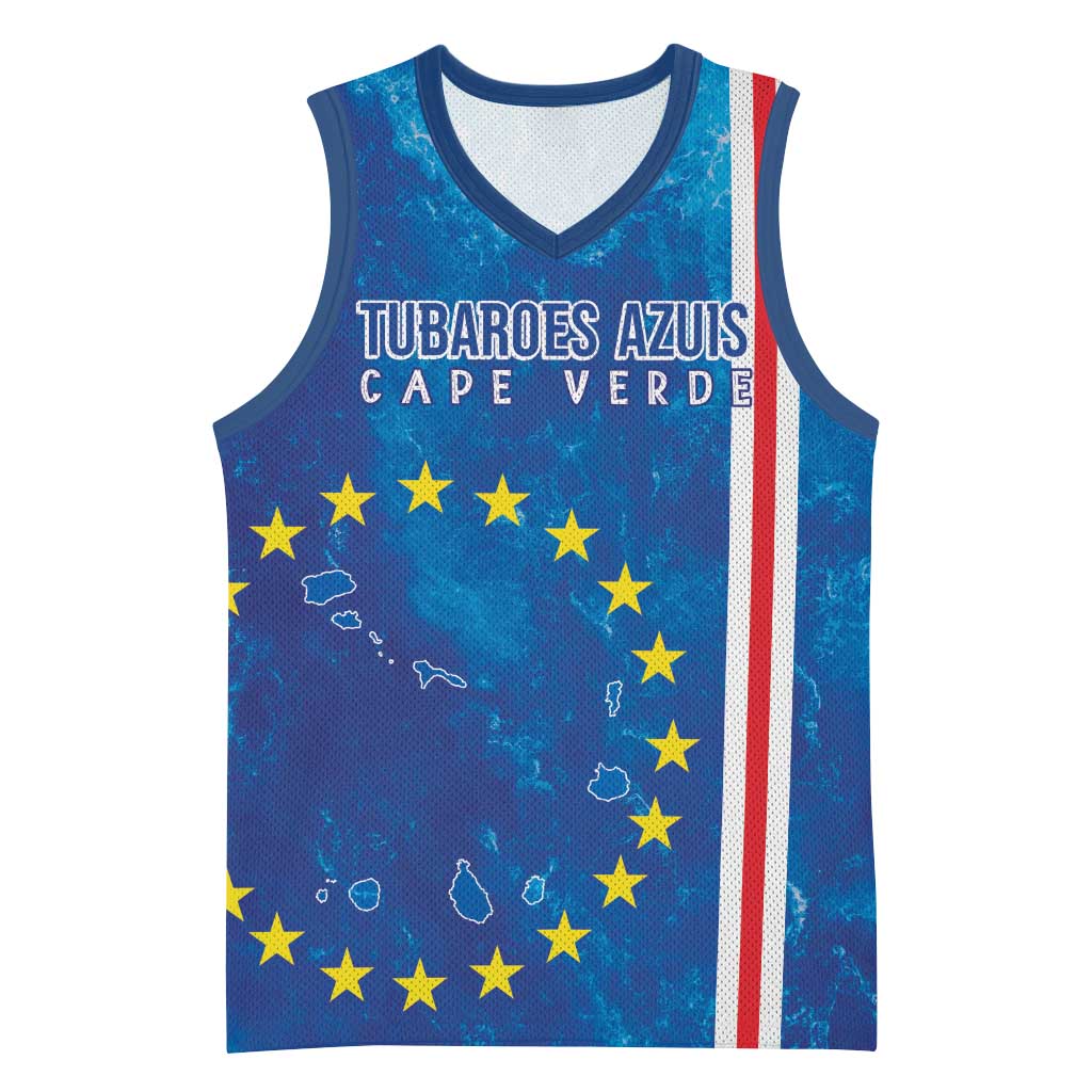 Cape Verde Tubaroes Azuis Custom Basketball Jersey Break The Waves - Wonder Print Shop