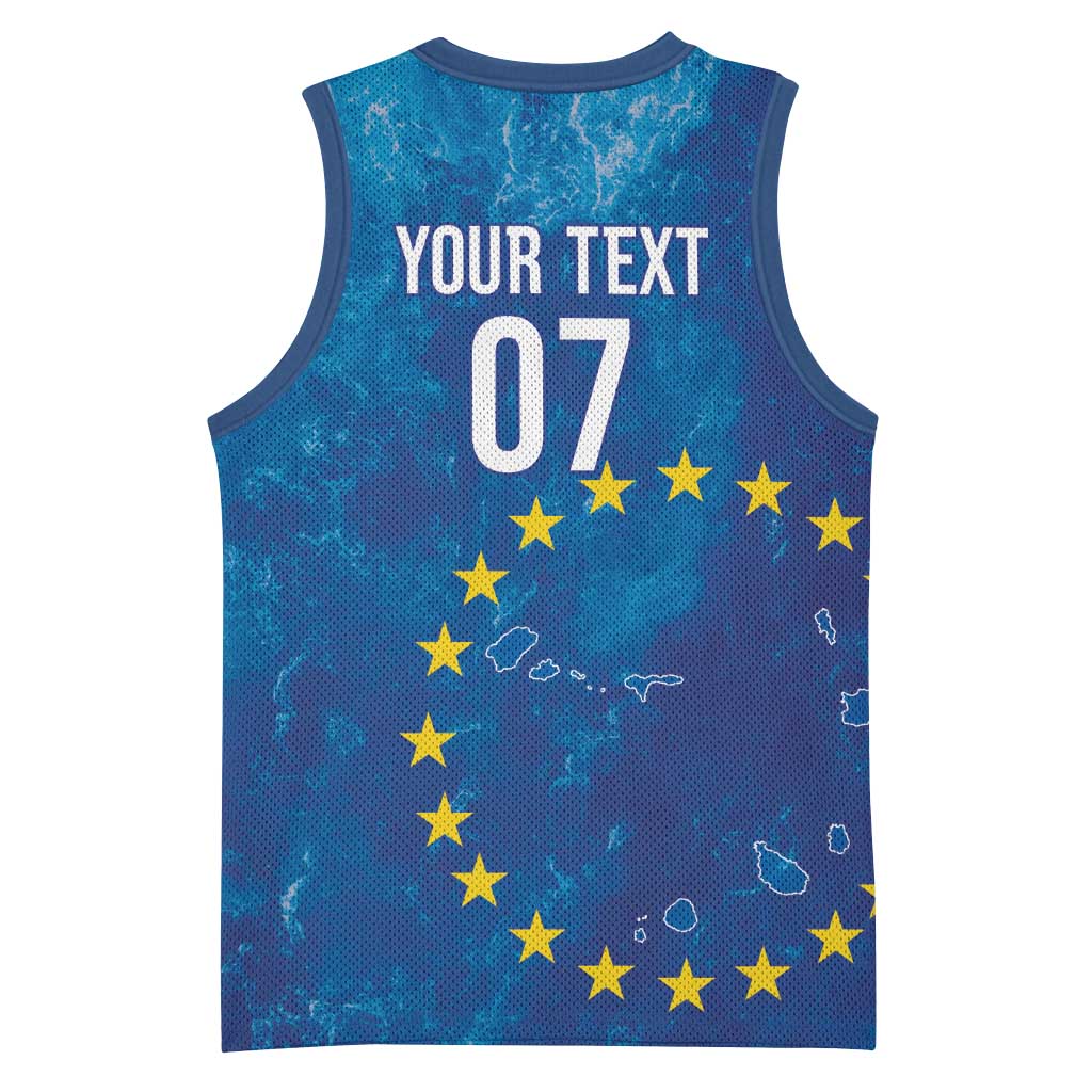 Cape Verde Tubaroes Azuis Custom Basketball Jersey Break The Waves - Wonder Print Shop