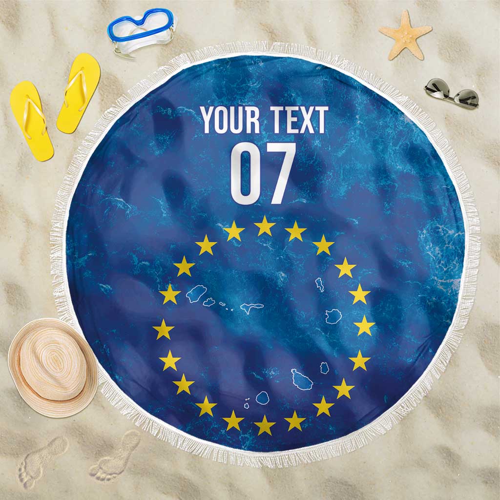 Cape Verde Tubaroes Azuis Custom Beach Blanket Break The Waves - Wonder Print Shop