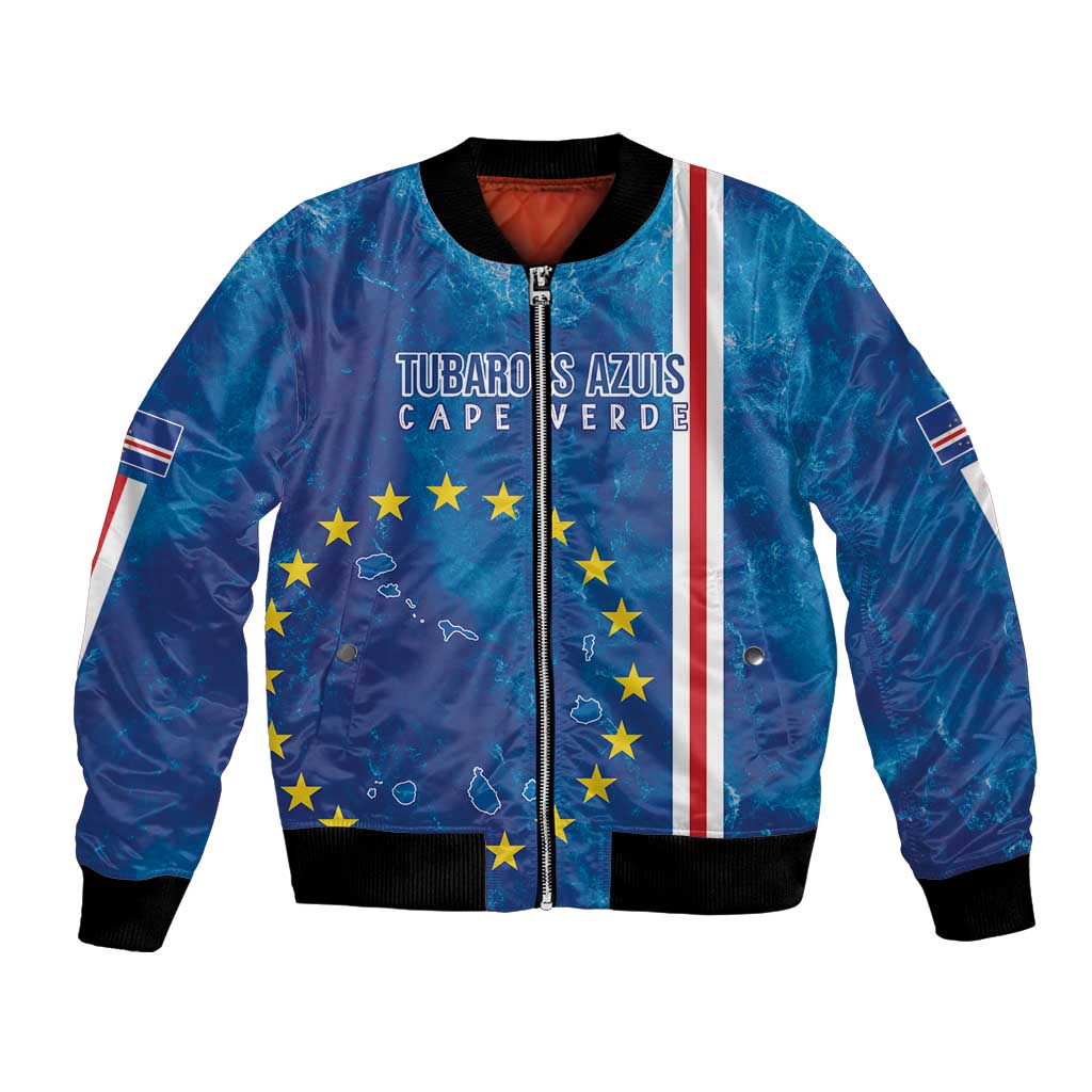 Cape Verde Tubaroes Azuis Custom Bomber Jacket Break The Waves - Wonder Print Shop