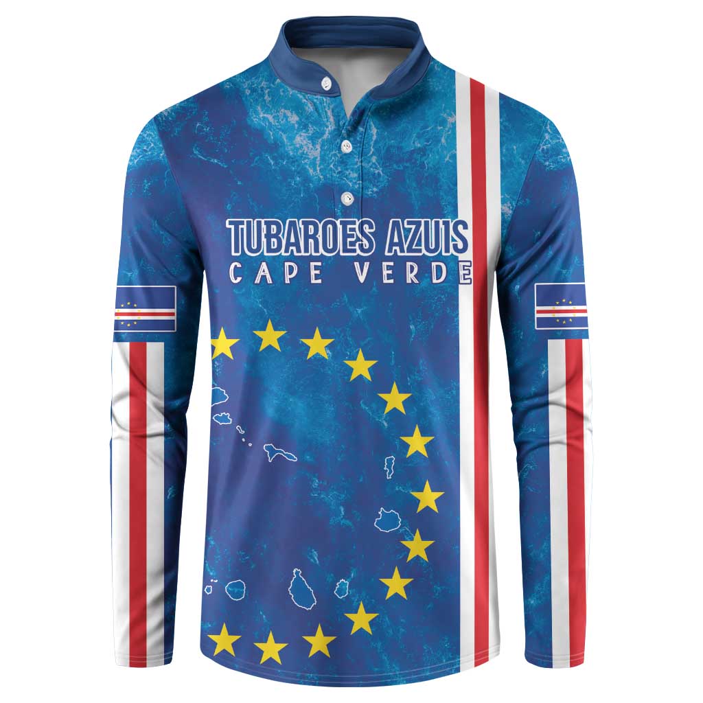 Cape Verde Tubaroes Azuis Custom Button Sweatshirt Break The Waves - Wonder Print Shop