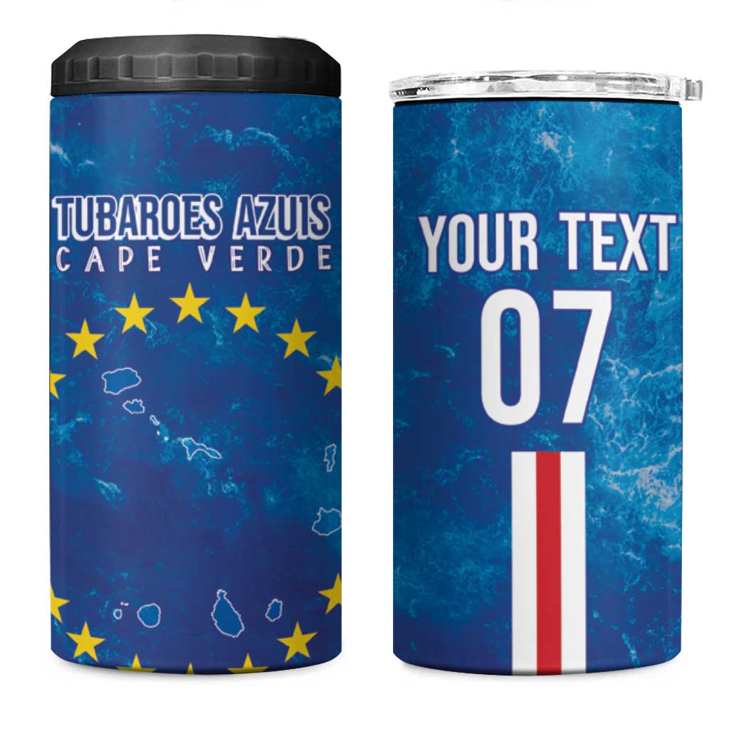Cape Verde Tubaroes Azuis Custom 4 in 1 Can Cooler Tumbler Break The Waves - Wonder Print Shop