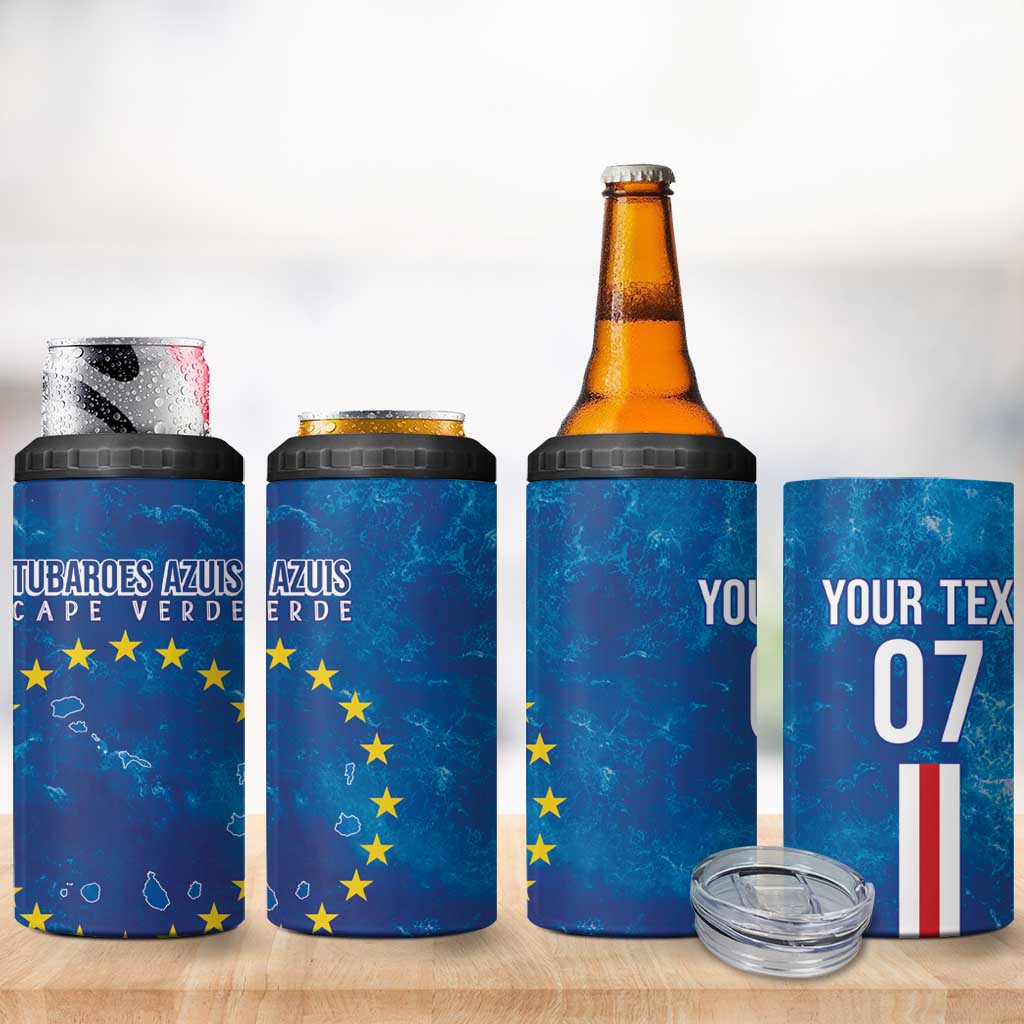 Cape Verde Tubaroes Azuis Custom 4 in 1 Can Cooler Tumbler Break The Waves - Wonder Print Shop