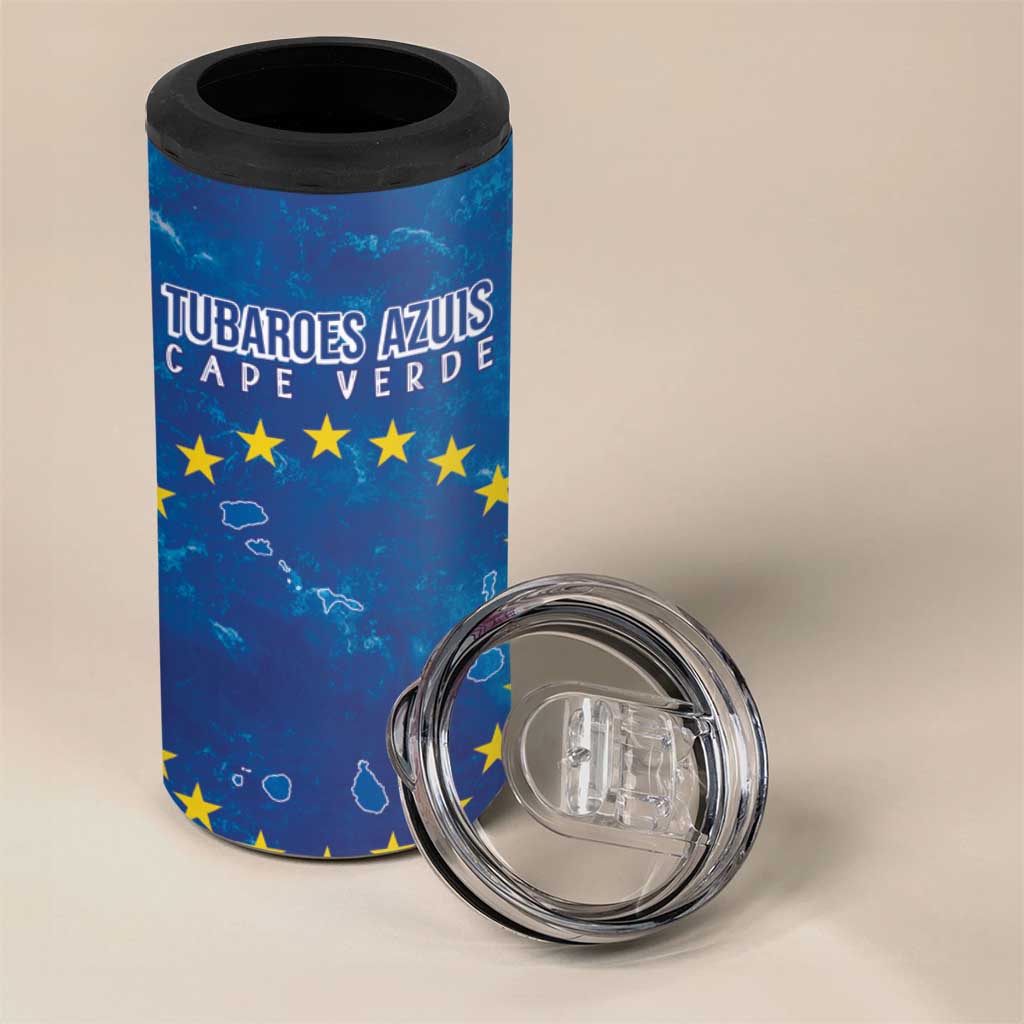 Cape Verde Tubaroes Azuis Custom 4 in 1 Can Cooler Tumbler Break The Waves - Wonder Print Shop