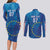Cape Verde Tubaroes Azuis Custom Couples Matching Long Sleeve Bodycon Dress and Long Sleeve Button Shirt Break The Waves - Wonder Print Shop
