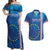 Cape Verde Tubaroes Azuis Custom Couples Matching Off Shoulder Maxi Dress and Hawaiian Shirt Break The Waves - Wonder Print Shop