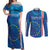 Cape Verde Tubaroes Azuis Custom Couples Matching Off Shoulder Maxi Dress and Long Sleeve Button Shirt Break The Waves - Wonder Print Shop